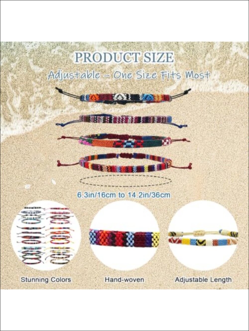 Handmade Braided String Rope Ankle Bracelets Adjustable Waterproof - Picture 2 of 6